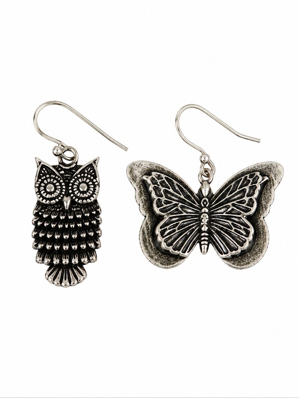 VTG Mismatched Fairy Nature Butterfly Owl Dangle Hook Earrings